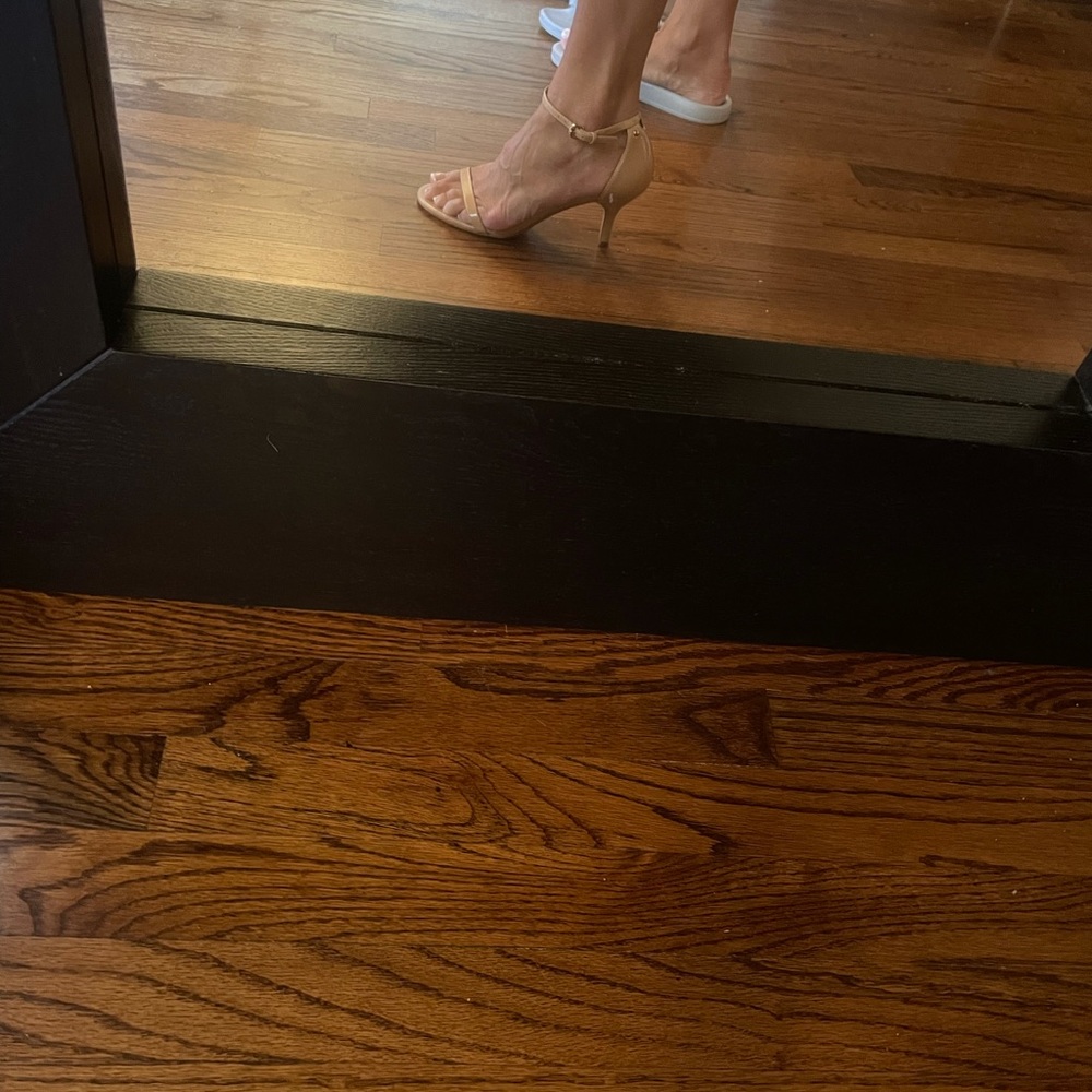 Coach heeled sandal in beechwood patent leather. Size 6.5. Wore once.